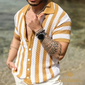 Camisa de Malha Respirável Alfa Beach Lapel