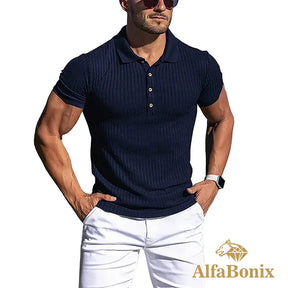 Camisa Polo Canelada AlfaBonix Solid Stripe