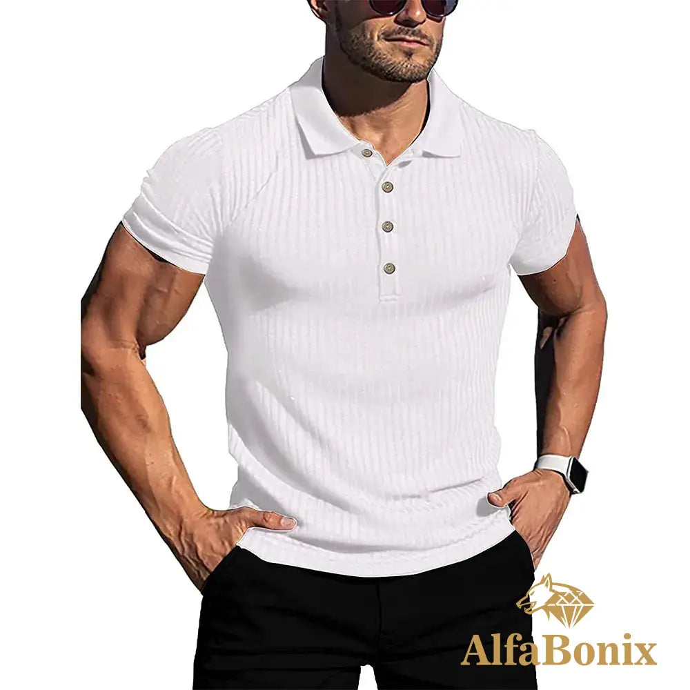 Camisa Polo Canelada AlfaBonix Solid Stripe