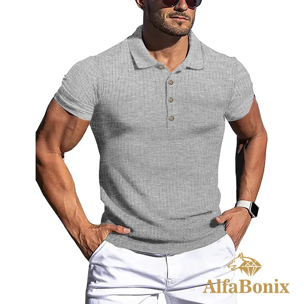 Camisa Polo Canelada AlfaBonix Solid Stripe