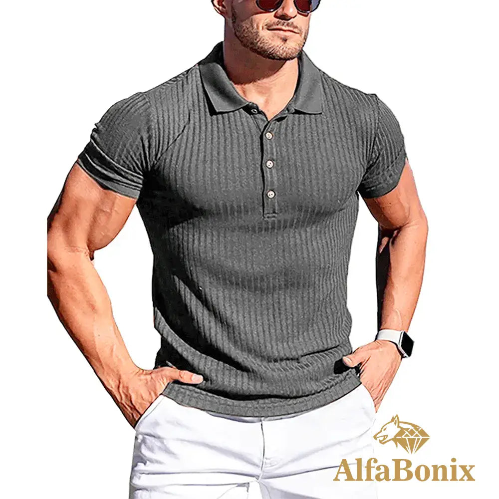 Camisa Polo Canelada AlfaBonix Solid Stripe