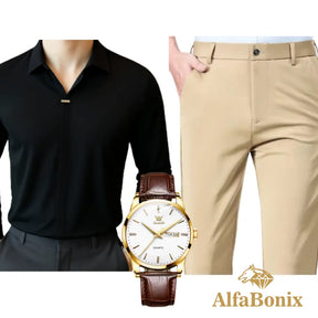 Kit Social em Tecido Premium com Camisa + Calça + Relógio [PROMOÇÃO]