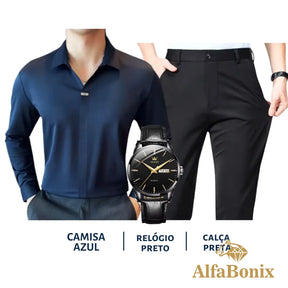 Kit Social em Tecido Premium com Camisa + Calça + Relógio [PROMOÇÃO]
