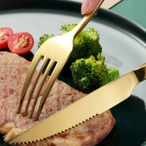 Conjunto 18 Peças Talheres Ouro De Aço Inox - LuxCutlery 18K